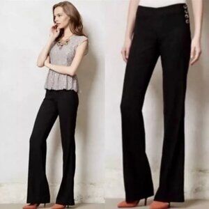 Anthropologie Elevenses The Brighton Black Flare Legs Pants Size 10